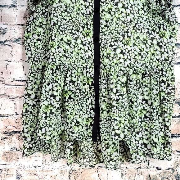 BCBGGeneration | Gypsy Boho Cottagecore Garden Floral Sheer Peplum Blouse - Picture 6 of 11